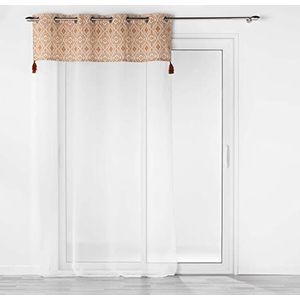 douceur d'intérieur, Samira gordijn met ogen, 140 x 240 cm, terracotta, gezandstraalde voile met top van polykatoen, 140 x 240 cm