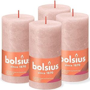 Bolsius Rustieke stompkaars, roze mistig, 13 x 7 cm (Pack 4)
