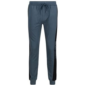 DKNY Lounge broek voor heren met een bedrukt zwart contrasterend zijpaneel en merkkoord uiteinden - 100% katoen in blauwgroene joggingbroek, klein, Blauw/Groen, S