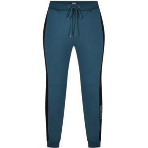 DKNY Lounge broek voor heren met een bedrukt zwart contrasterend zijpaneel en merkkoord uiteinden - 100% katoen in blauwgroene joggingbroek, klein, Blauw/Groen, S