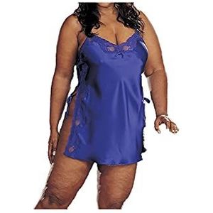 Shirley van Hollywood nummer X20015 maat 2X elektrische blauwe Charmeuse Lace-Up Chemise