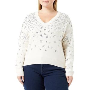 NAEMI Dames gebreide trui 11019451-NA01, wolwit zilver, XL/XXL, wolwit zilver, XL/XXL