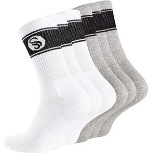 STARK SOUL 6 paar sportsokken in retro design - Crew Socks in de beste kwaliteit met gevoerde zool, tennissokken van het fijnste katoen, zwart, wit, grijs, gemengd
