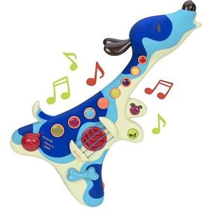 Battat BX1166X,B. Toys Woofer kindergitaar, elektrische gitaar, instrument met liedjes, akoestische gitaar en hondenbellen, speelgoed voor kinderen vanaf 2 jaar,veelkleurig