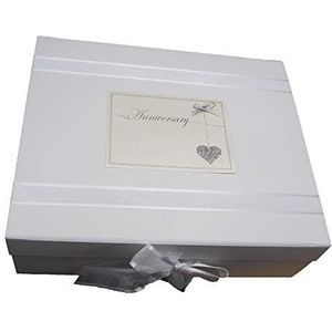 WHITE COTTON CARDS""Anniversary"" mousserende zilveren hart bruiloft verjaardag grote Keepsake Box LLA-X