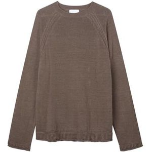 Diana Studio, Paricollo Heren, 100% linnen, effen, lange mouwen, gemaakt in Italië tabak, L, tabak/bruin, L