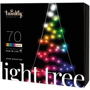 Twinkly Light Tree - Voorverlichte platte kerstboom met 70 RGB + warm witte LED-lampjes - App-gestuurde Decoratie voor binnen en buiten, 2m