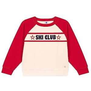 Petit Bateau Sweatshirt voor jongens, Wit Avalanche/Corrida rood, 5 Jaar