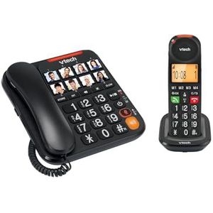 VTech CL6550 Bedrade telefoon met grote toetsen met antwoordapparaat en extra handset, oproepblokkering, handset en luidsprekerbasis, grote knoppen en groot scherm, compositietoetsen met foto