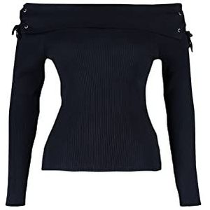 Trendyol FeMan Plus Size Fitted Basic Carmen kraag Knitwear Plus Size Jumper, Zwart, 3XL, Zwart, 3XL grote maten