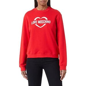Love Moschino Sweatshirt met lange mouwen voor dames, regular fit, ronde hals, met hartvormige holografische print, rood, 42