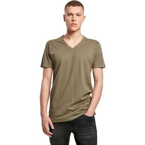 Build Your Brand Heren T-shirt Light Tee V-hals, bovendeel met V-hals voor mannen in vele kleuren verkrijgbaar, maten S - 5XL, olijfgroen, 3XL