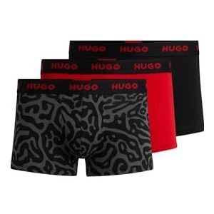 HUGO Drie-pack van stretchkatoenen boxershorts met logo voor heren, Open Diversen974, M