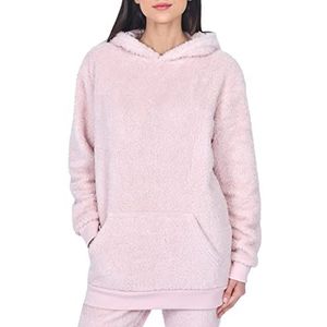 Sleepdown Dames Dames Luxe Teddy Fleece Hoodie Sweatshirt Hooded Top Pluizige Warm Zachte Cosy Pullover Jumper Jumper, Blush Roze, S