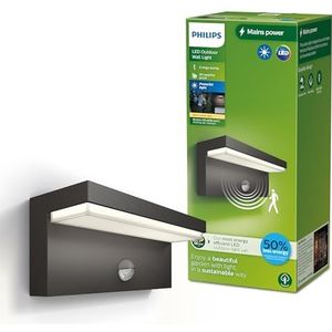 Philips Bustan wandlamp - Ultra Efficient - antraciet - met sensor - 3,8W