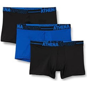 ATHENA - 3 stuks boxershorts voor heren Ecopack, zwart/blauw/zwart, XXL