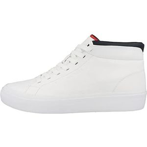 Tommy Hilfiger Prep Vulc High Leather Sneaker voor heren, Wit, 46 EU