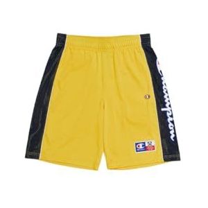 Champion Legacy Retro Sport - Laterale Colorblock PolyWarpKnit Bermuda Shorts, geel/marineblauw, L Heren SS24, geel/marineblauw, L