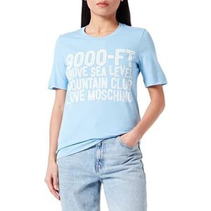 Love Moschino Dames Regular Fit Short-Sleeved with 9000-ft Water Print T-Shirt, Lichtblauw, 38