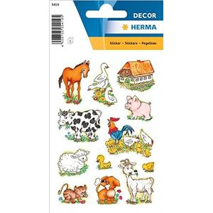 HERMA 5419 Grappige dierenstickers voor kinderen, boerderijdieren (36 stickers, papier, mat), zelfklevend, permanent hechtende motiefetiketten voor meisjes en jongens, kleurrijk