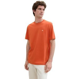 TOM TAILOR Basic T-shirt voor heren met geborduurd logo, 12883 - Marocco Orange, XL