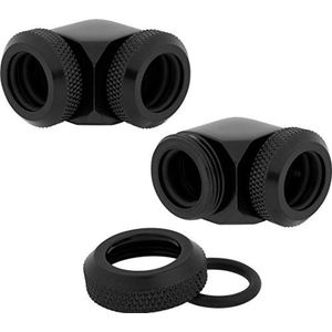 Corsair Hydro X-serie, XF Hardline 90 graden 12 mm OD-fittingen Twin Pack (massief messing duurzaamheid, hoogwaardige afwerking, dubbele O-ring hardline compressieontwerp, eenvoudige buismontage met