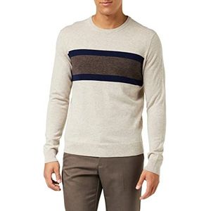 Hackett London Heren SKI Stripe Crew Pullover Sweater, BEIGE/Navy, M
