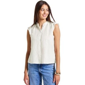 Street One Linnen mix-blouse voor dames met ruches, off-white, 36