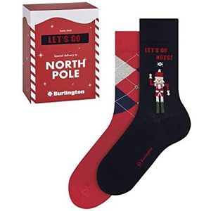 Burlington Heren X-Mas Gift Box Katoen halfhoog met patroon 2 paar sokken, meerkleurig (assortiment 0010), 40-46 (2-pack)