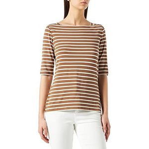 comma T-shirt voor dames met korte, 84 g4 Brown Stripes, 46 NL