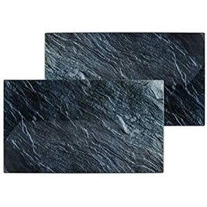 axentia Glazen snijplankset in grijze steenlook, 2-delig, elk 52 x 0,4 x 30 cm