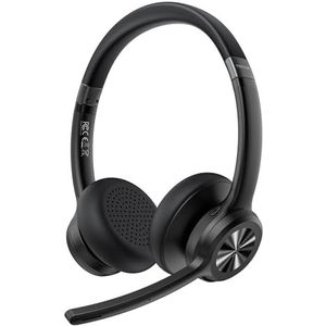 TECKNET V5.2 Bluetooth-headset met microfoon, draadloze headset met ruisonderdrukking en dempende microfoon, oplaadbare draadloze on-ear hoofdtelefoon voor vrachtwagenchauffeurs/callcenters/kantoren