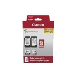 Canon Originele PG-545/CL-546 inktcartridges, 2 stuks (1 x zwart, 1 x kleur); Inclusief 50 vellen 4x6 fotopapier - kartonnen multipack