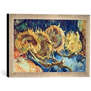 Ingelijste foto van Vincent van Gogh ""Vier afgesneden zonnebloem"", kunstdruk in hoogwaardige handgemaakte fotolijst, 40x30 cm, zilver Raya