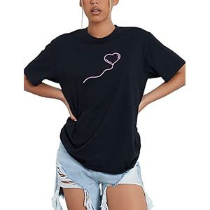 Womens Love Island drijvend hart T-shirt officiële gelicentieerde tv-show, Zwart, M