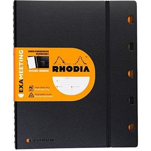 RHODIA 132401C - Black Exameeting Organisatie Notebook A4+ | Voorgedrukte datum/notities/actie | 160 afneembare pagina's - 90g Clairefontaine papier - Polypro cover (Plastic) - Rhodiactive
