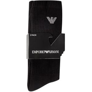 Emporio Armani Sporty Terrycloth Medium Socks voor heren, verpakking van 3 stuks, medium sokken, Zwart, Eén maat