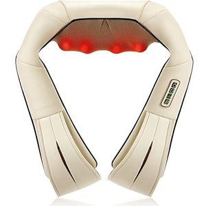 Nekteck Shiatsu diep knedend rugmassage, auto/bureaustoel massager, nek, schouder, rug, taille massager - Beige