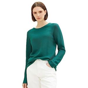 TOM TAILOR Basic gebreide trui voor dames van biologisch katoen, 21178 - Ever Green, XS