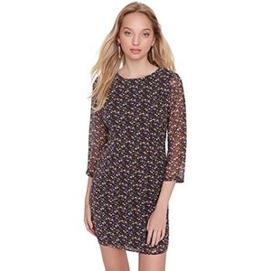 Trendyol Geweven mini-jurk met normale pasvorm voor dames, Zwart, 34