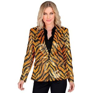 Widmann - Party Fashion Blazer met pailletten voor dames, tijgerpatroon, disco fever, colbermove, jaset, dierenprint