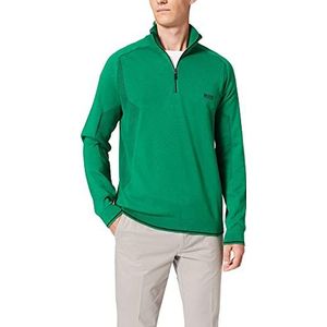 BOSS Zavico Regular Fit Pullover voor heren, van biologisch katoen met mesh-inzetstukken, Medium Green310, M