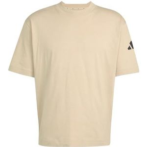 adidas Heren ESSENTIALS LOSE FIT THREE BAR TEE, warm sandstone/black, S