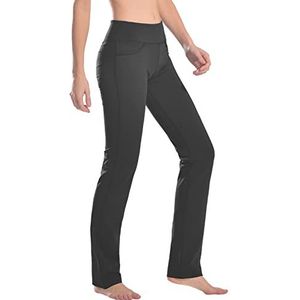 SAFORT Yogabroek voor dames, recht gesneden voor yoga, joggingbroek, 4 broekzakken, vrijetijdsbroek, 160 cm - 182 cm, 4 broekzakken, grijs, L