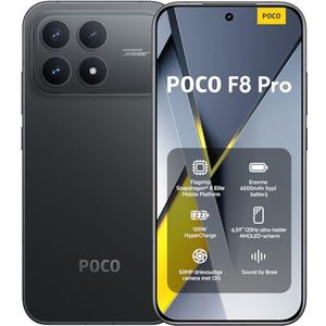 Xiaomi POCO F8 Pro, Smartphone 12+512 GB, 6.59"" 120Hz AMOLED Display, 50MP Triple Camera 60mm Telephoto, Sound by Bose, 6210mAh, Black, Warranty 2 years, Charger Not Included