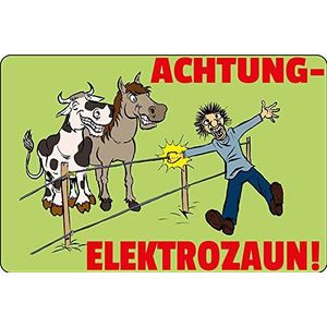 Schatzmix Metalen bord spreuk Achtung Elektroheun! Waarschuwingsbord metalen bord wanddecoratie 20x30 tin Sign