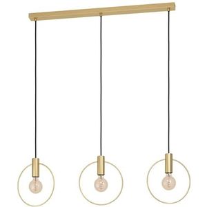 EGLO Hanglamp Manizales, 3-lichts pendellamp minimalistisch, elegante eettafellamp van metaal in messing, lamp hangend voor woonkamer, E27 fitting