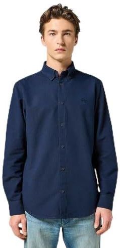 Wrangler - Oxford - Overhemd - Donker Marineblauw - Lange Mouwen