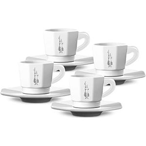 Bialetti Perfetto Espresso Kop en Schotel - Wit - set van 4 stuks