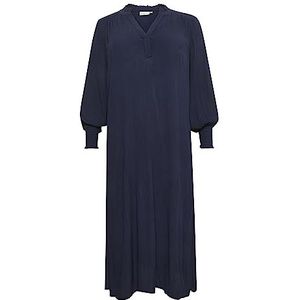 Kaffe Curve Plussize Maxi-jurk voor dames, met lange mouwen, casual fit, V-hals, Midnight Marine, 50 (L)